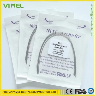 Fil dentaire orthodontique Super élastique, forme ovoïde, arc Niti, fils ronds